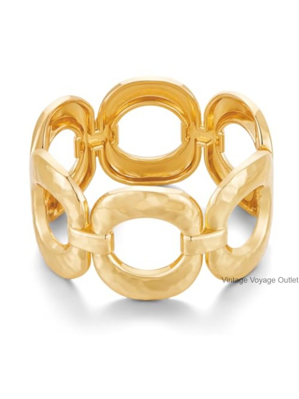 Chunky Gold Plated Hinged Bangle Bracelet Statement Cuff